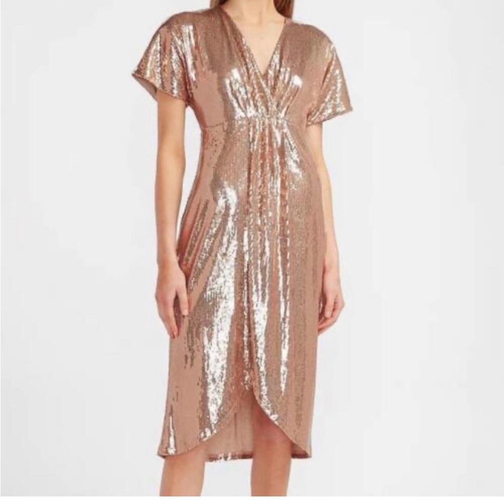 Express Rose Gold Sequin Dress